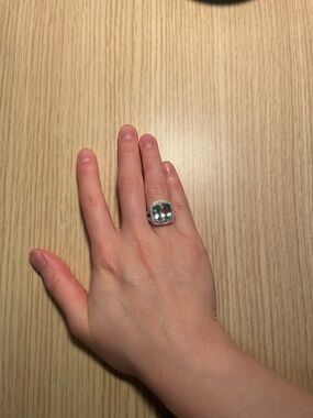 David Yurman 11mm sterling silver Prasiolite 4.5 size ring